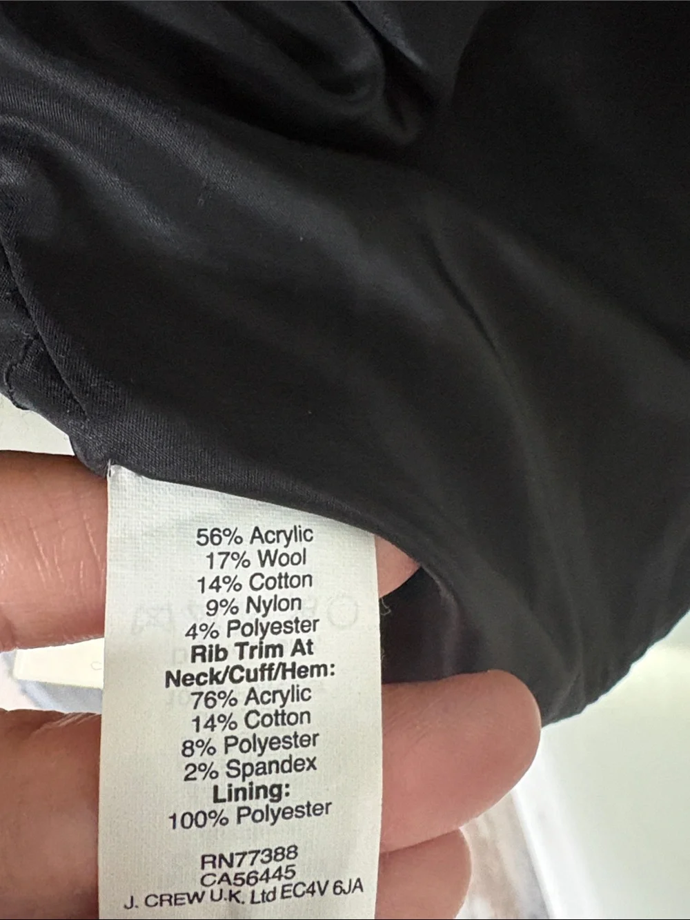 J. Crew lined zip